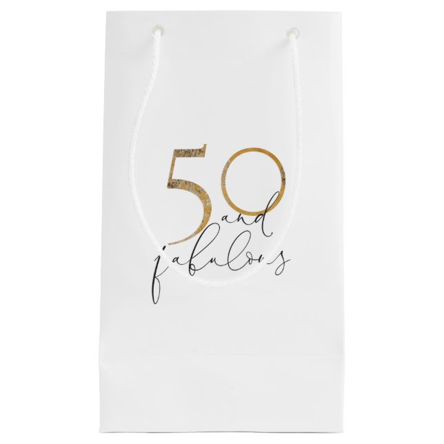Petit Sac Cadeau 50 & Fabulous Gold Black & White 50e anniversaire (Devant)