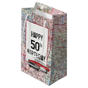 Petit Sac Cadeau 50e anniversaire Retro Buick On Map