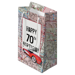 Petit Sac Cadeau 70e Anniversaire Corvette Rétro sur la carte