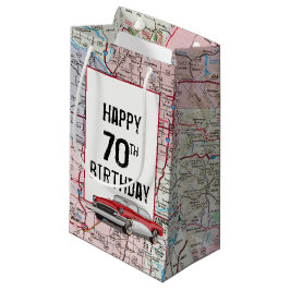 Petit Sac Cadeau 70e anniversaire Retro Buick On Map