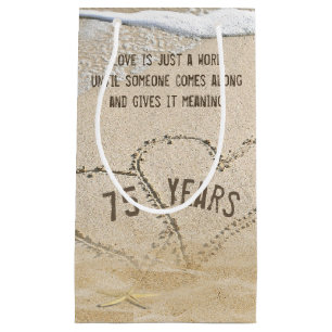 Petit Sac Cadeau 75e anniversaire Plage Coeurs et Starfish