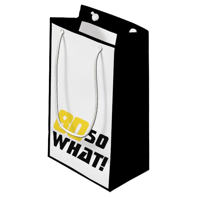 Petit Sac Cadeau 80 Alors, quel drôle Jaune Noir 80e Anniversaire (Devant Angle)