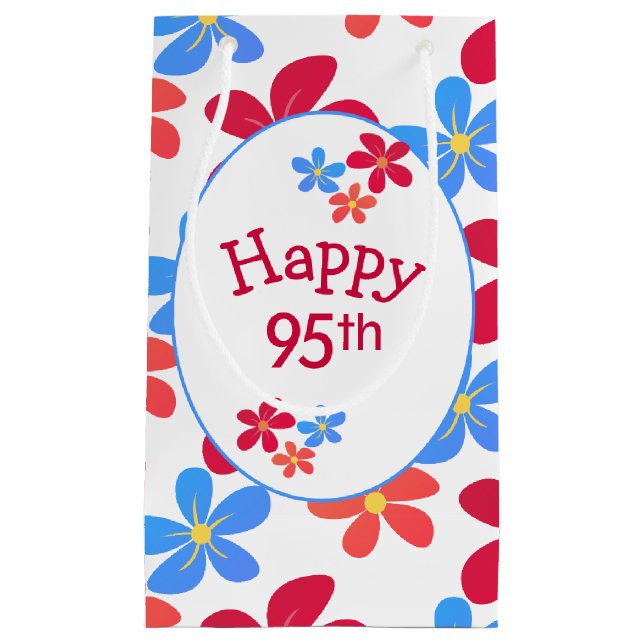Petit Sac Cadeau 95e Anniversaire En Blanc (Devant)