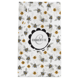 Petit Sac Cadeau Abeille noire branchée bourdonnante pour le printe