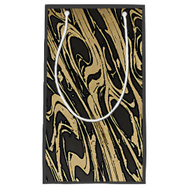 Petit Sac Cadeau Abstract Fluid Art - Black Marble Effect