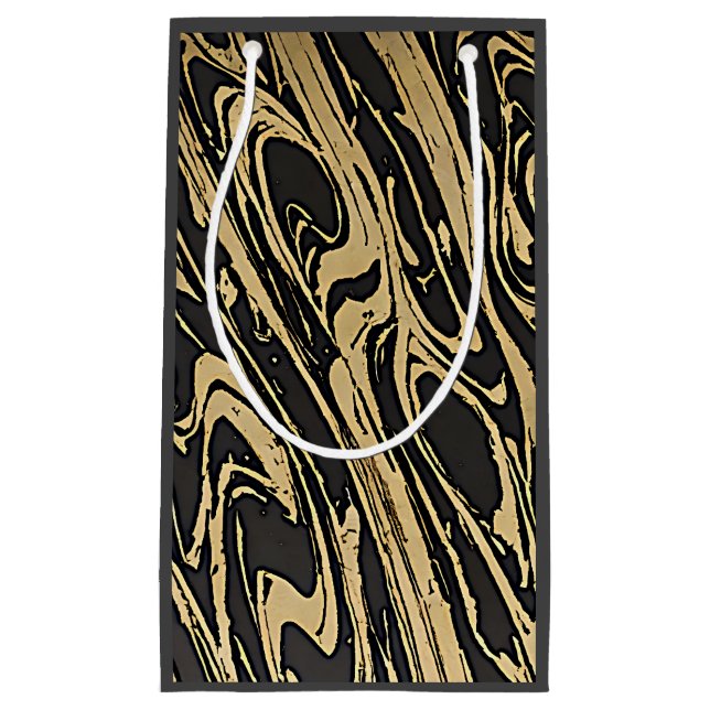 Petit Sac Cadeau Abstract Fluid Art - Black Marble Effect (Devant)