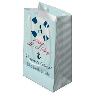 Petit Sac Cadeau Acheter avec Monogramme, Nautique nouveau bébé g