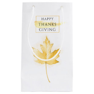 Petit Sac Cadeau Action de grâce doré élégant et tendance