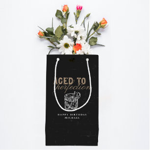 Petit Sac Cadeau Âgé à la perfection Black Vintage Whiskey Annivers