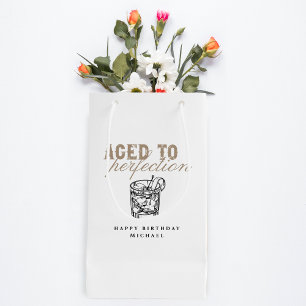 Petit Sac Cadeau Âgé à la perfection blanc Vintage Whiskey Annivers