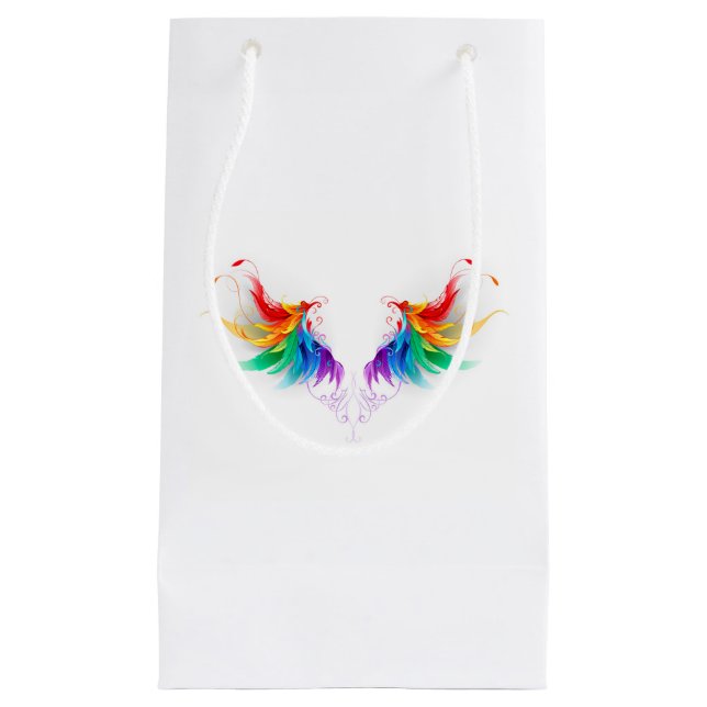 Petit Sac Cadeau Ailes fluffy arc-en-ciel (Devant)