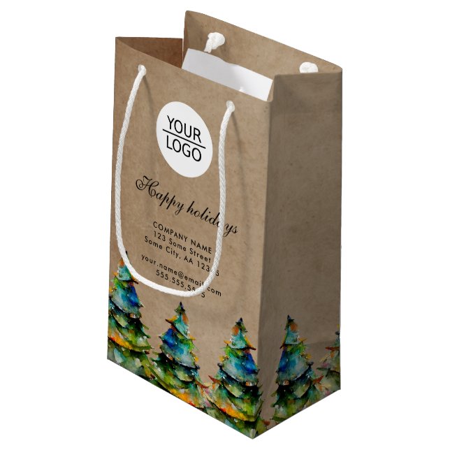 Petit Sac Cadeau Ajouter un logo Promotion d'arbre de Noël de texte (Dos Angle)