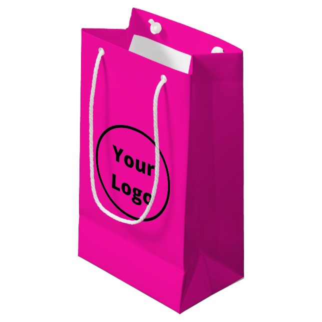 Petit Sac Cadeau Ajouter un logo rose uni (Devant Angle)