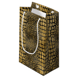 PETIT SAC CADEAU ALLIGATOR NOIR & OR MOTIFS