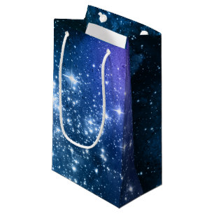 Petit Sac Cadeau Amateurs de Galaxie Espace Étoilé Ciel Bleu Étince