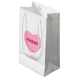 Petit Sac Cadeau Ami conversation rose blanc coeur Valentine's