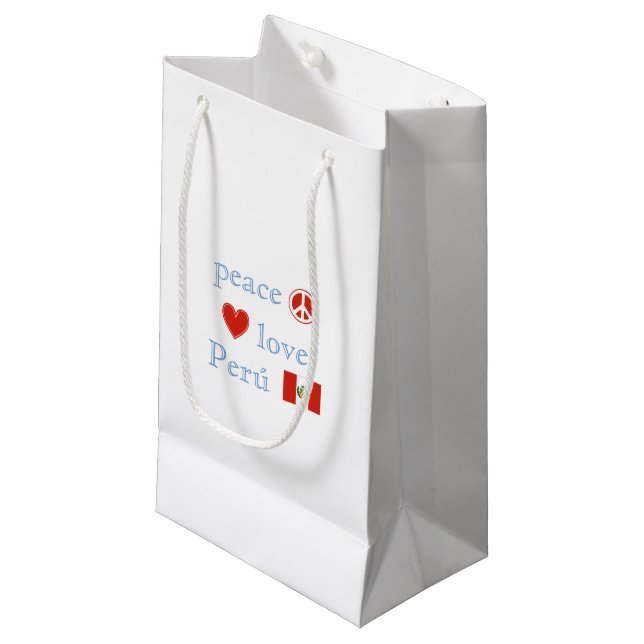 Petit Sac Cadeau Amour et le Pérou de paix (Devant Angle)