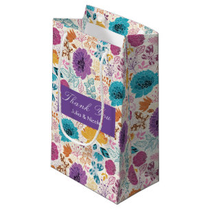 Petit Sac Cadeau Amour Fleurissant Fleurs Romantiques Rose Violet M