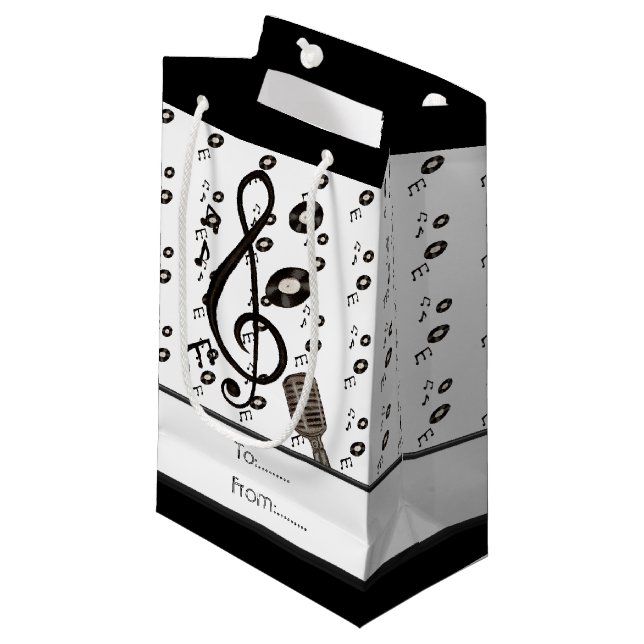 Petit Sac Cadeau Amoureux de la musique (Devant Angle)