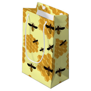 Petit Sac Cadeau Amoureux des abeilles à miel en nid d'abeille Jaun