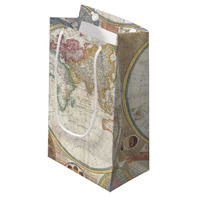 Petit Sac Cadeau Ancienne carte du monde (Devant Angle)