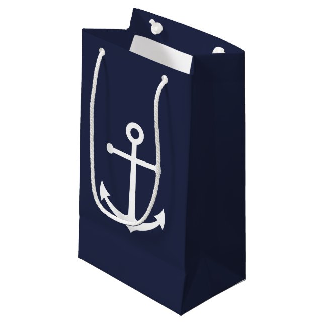 Petit Sac Cadeau Ancre bleue marine (Devant Angle)