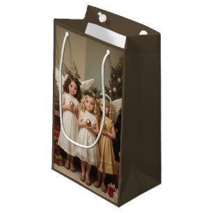 Petit Sac Cadeau Anges de Noël festifs Aquarelle de vacances