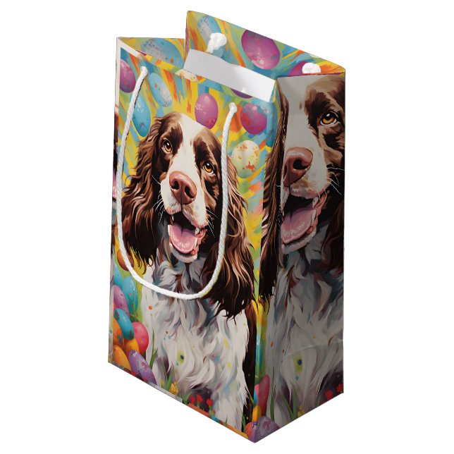 Petit Sac Cadeau Anglais Springer Spaniel Bonne Pâques (Dos Angle)