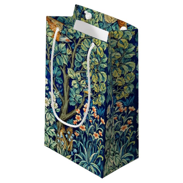 Petit Sac Cadeau Animaux et fleurs, Forêt, William Morris (Devant Angle)