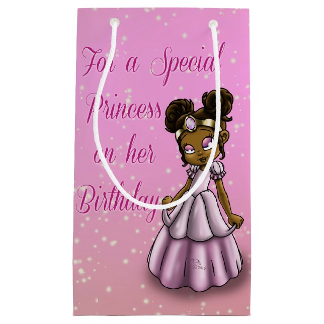 Petit Sac Cadeau Anniversaire de la princesse africaine américaine (Devant)