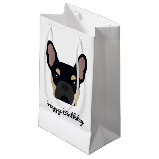 Petit Sac Cadeau Anniversaire du chien taureau français noir et bru