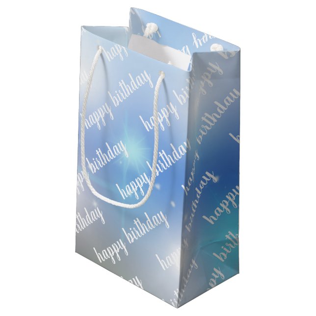 Petit Sac Cadeau anniversaire du livre bleu et blanc (Dos Angle)