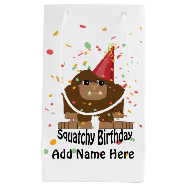 Petit Sac Cadeau Anniversaire mignon Bigfoot de Squatchy (Devant)