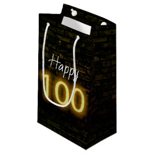 Petit Sac Cadeau Anniversaire Neon 100 Connexion en brique