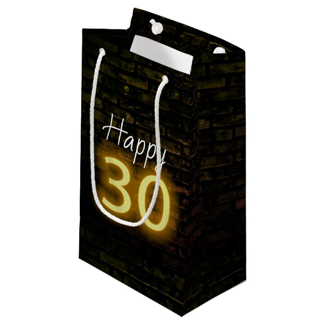 Petit Sac Cadeau Anniversaire Neon 30 Connexion Brick (Devant Angle)