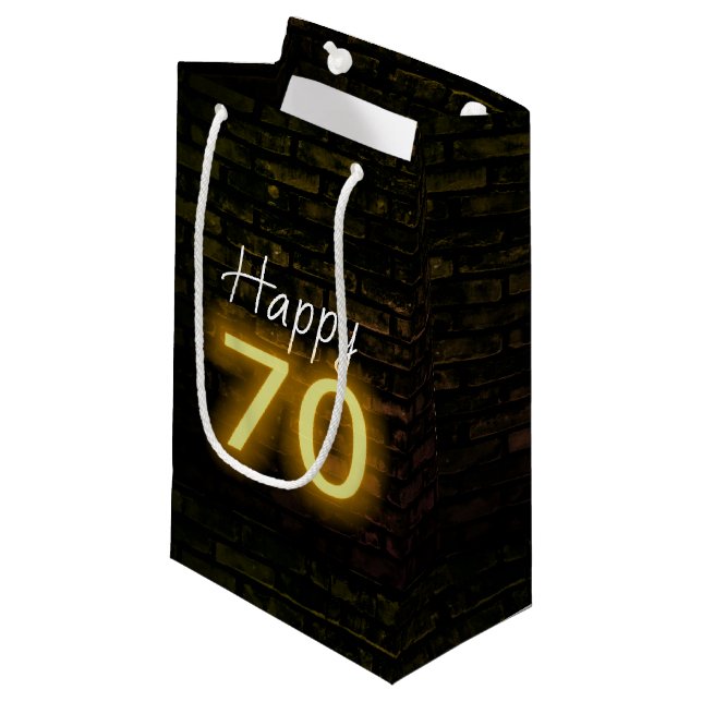 Petit Sac Cadeau Anniversaire Neon 70 Connexion Brick (Devant Angle)