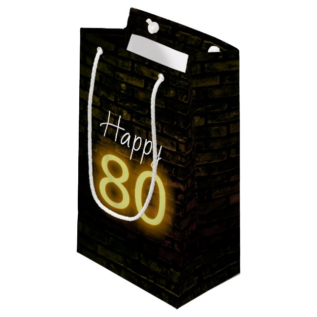 Petit Sac Cadeau Anniversaire Neon 80 Connexion en brique (Devant Angle)