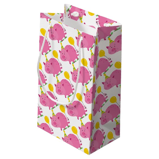 Petit Sac Cadeau Anniversaire rose de porc (Dos Angle)