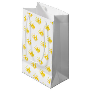 Petit Sac Cadeau Aquarelle Art Empreinte Bébé Jaune Unisex Douce