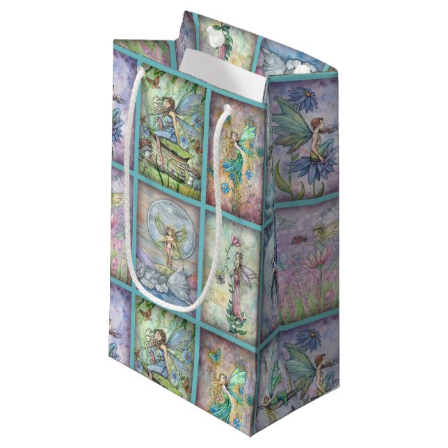 Petit Sac Cadeau Aquarelle Fleurs Imaginaire Art (Devant Angle)