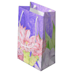 Petit Sac Cadeau Aquarelle magique Succulents pourpre