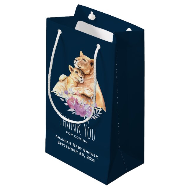 Petit Sac Cadeau Aquarelle mignonne Mère Lion & Merci Cub (Devant Angle)