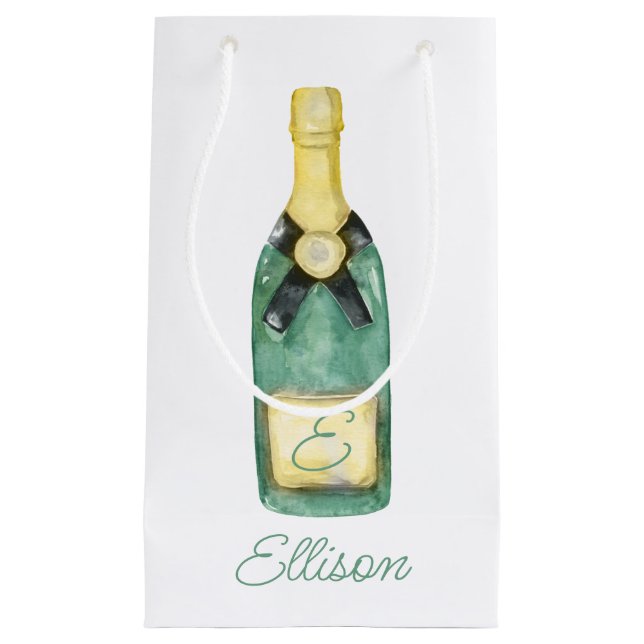 Petit Sac Cadeau Aquarelle Monogramme Vin (Devant)