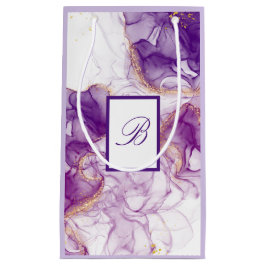 Petit Sac Cadeau Aquarelle violet Arrière - plan avec des feuilles 