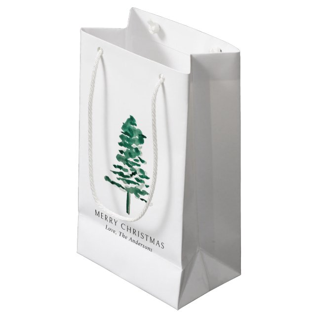 Petit Sac Cadeau Arbre à pin d'eau Noël moderne (Devant Angle)