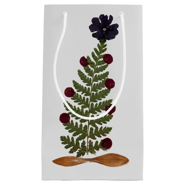 Petit Sac Cadeau Arbre de Noël à fleurs séchées - P (Devant)