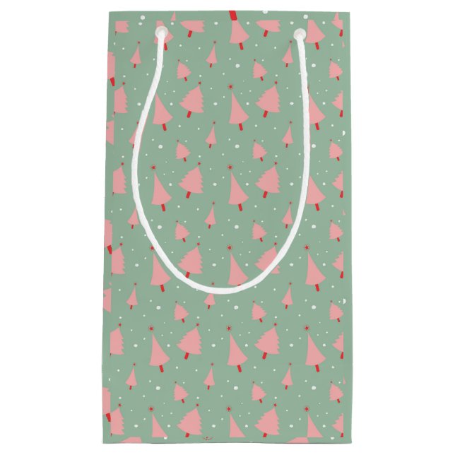 Petit Sac Cadeau Arbres tirés par la main de vacances (Devant)