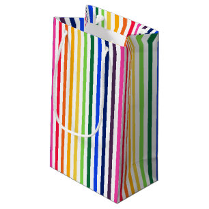 Petit Sac Cadeau Arc-en-ciel et rayures blanches