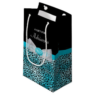 Petit Sac Cadeau Arc froncé et nom de turquoise d'impression migno