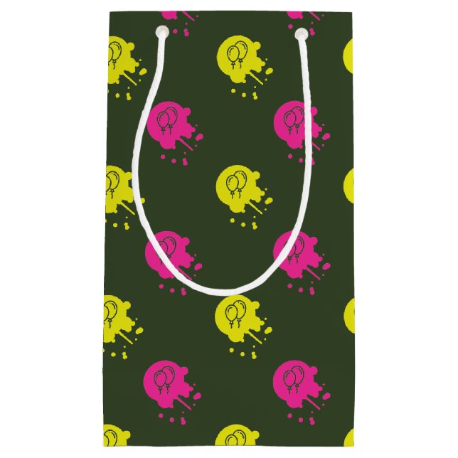 Petit Sac Cadeau Army Green - Painball rose et jaune (Devant)